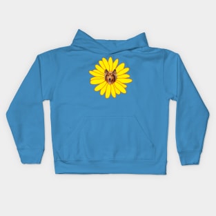 Jolly Collie Yellow Sunflower Blossom Kids Hoodie